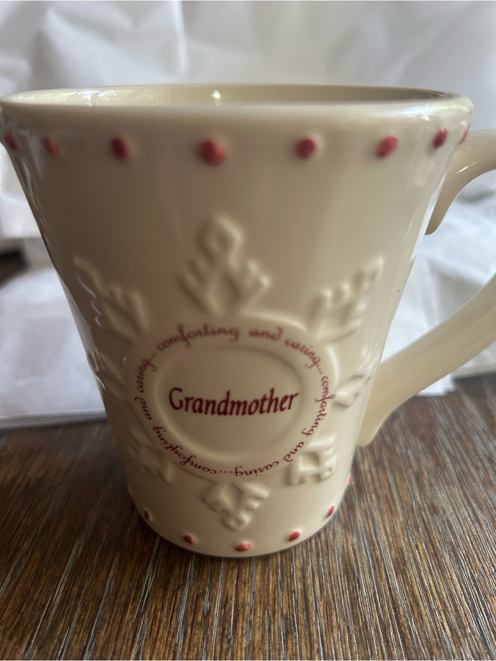 Russ Ivory 'Grandmother' Ceramic Mug with Red Accents - Picture 7 of 9